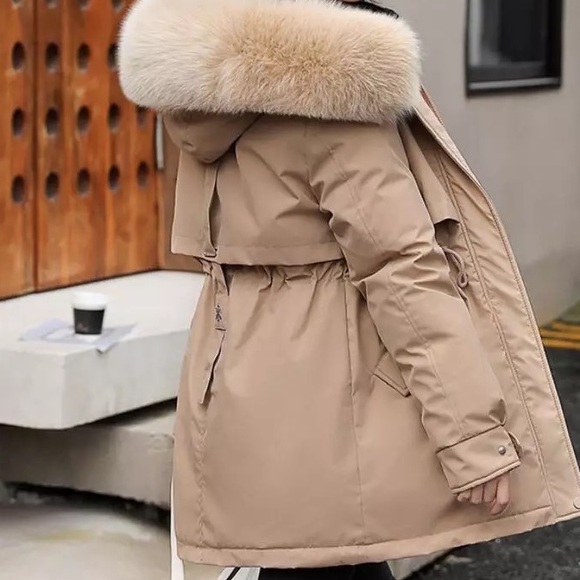Jackets & Blazers - #9 Tan Faux Fur Parka Wind Breaker Hood Fleece Zip Rain coat water resistant